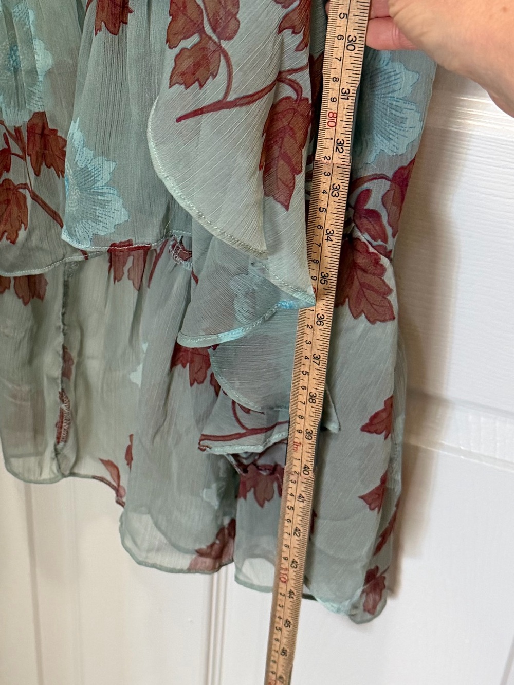 Free People Light Sage Green Floral Ruffle Midi Sheer Dress - Picture 11 of 13